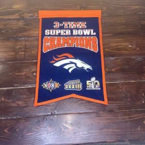 Denver Broncos 3 Time Super Bowl Champions Pennant Banner 2019 WS